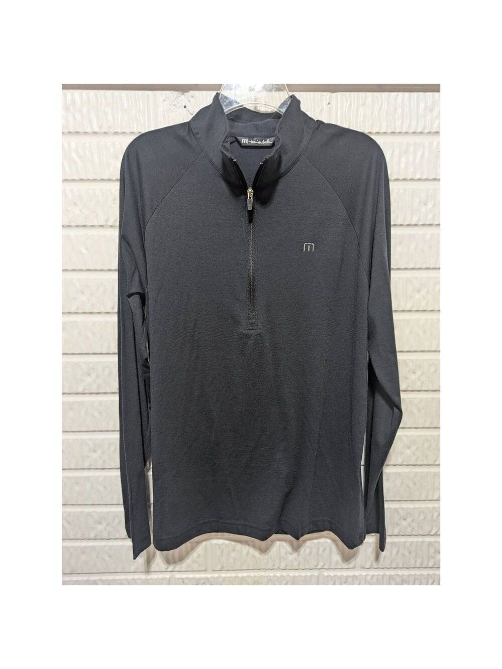 Travis Mathew Men's Blue Solid 1/4 Zip Long-Sleeve Soft Knit Shirt Size M